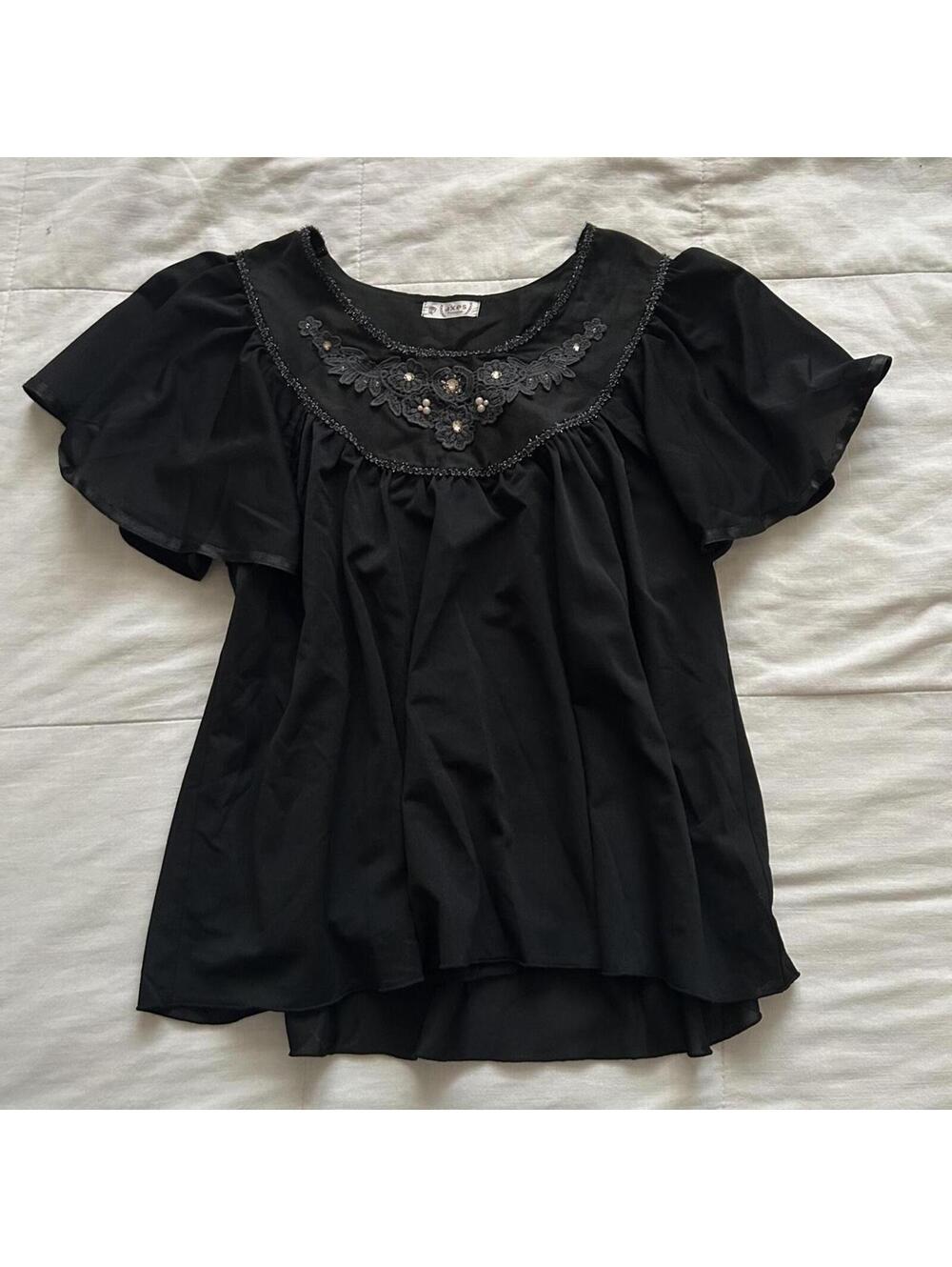 Axes Femme black babydoll top with flutter sleeves gothic coquette